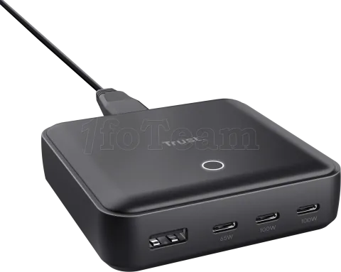 Photo de Chargeur de bureau Trust Maxo - 3x USB-C + 1x USB-A 100W (Noir)