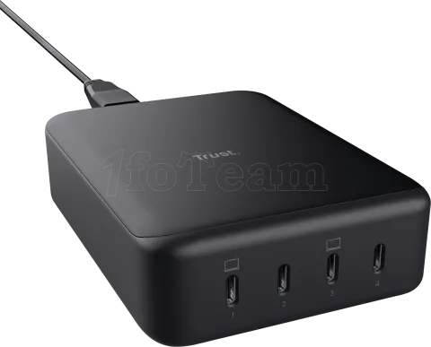 Photo de Chargeur de bureau Trust Maxo GaN 4 - 4x USB-C - 240W (Noir)