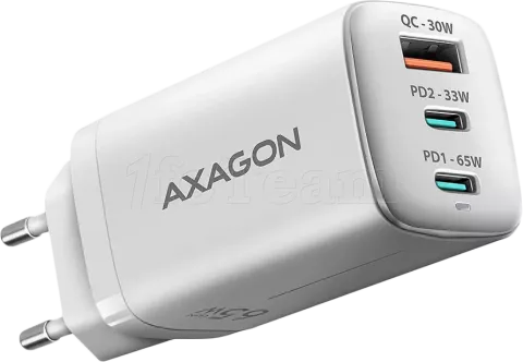 Photo de Chargeur secteur Axagon ACU-DPQ65W 1x USB-A + 2x USB-C 65W (Blanc)