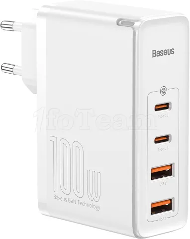 Photo de Chargeur secteur Baseus GaN2 Pro 2x USB-A + 2x USB-C 100W (Blanc)