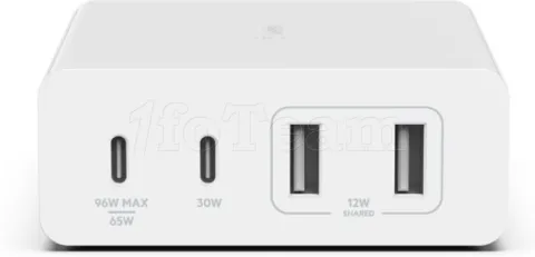 Photo de Chargeur secteur Belkin BoostCharge Pro - 2x USB-C + 2x USB-A 108W (Blanc)