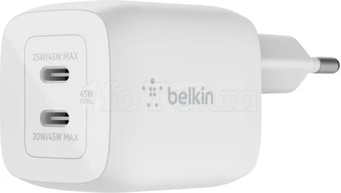 Photo de Chargeur secteur Belkin BoostCharge Pro - 2x USB-C 45W (Blanc)