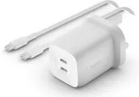 Photo de Chargeur secteur Belkin BoostCharge Pro - 2x USB-C 65W (Blanc)