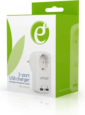 Photo de Chargeur secteur EnerGenie 2 ports USB-A (Blanc)