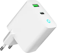 Photo de Chargeur secteur Gembird - 1x USB-C + 1x USB-A 18W (Blanc)