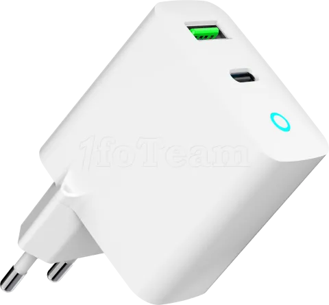 Photo de Chargeur secteur Gembird - 1x USB-C + 1x USB-A 18W (Blanc)