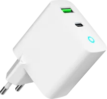 Photo de Chargeur secteur Gembird - 1x USB-C + 1x USB-A 18W (Blanc)