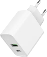 Photo de Chargeur secteur Gembird - 1x USB-C + 1x USB-A 20W (Blanc)