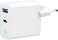 Photo de Chargeur secteur Gembird - 1x USB-C + 1x USB-A 45W (Blanc)