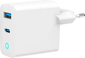 Photo de Chargeur secteur Gembird - 1x USB-C + 1x USB-A 45W (Blanc)