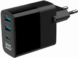 Photo de Chargeur secteur Gembird - 1x USB-C + 2x USB-A 30W (Noir)