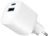 Photo de Chargeur secteur Gembird Mini - 1x USB-C + 1x USB-A 20W (Blanc)