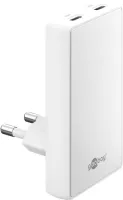 Photo de Chargeur secteur Goobay Fast Charger 90° Flat 2x USB-C 45W (Blanc)