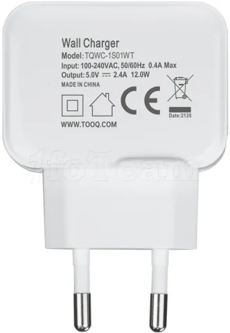 Photo de Chargeur secteur TooQ 1 port USB 12W (Blanc)
