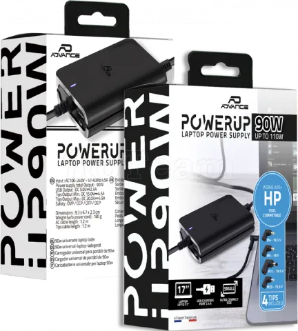 Photo de Chargeur universel Advance PowerUp compatible HP 90W - 4 embouts