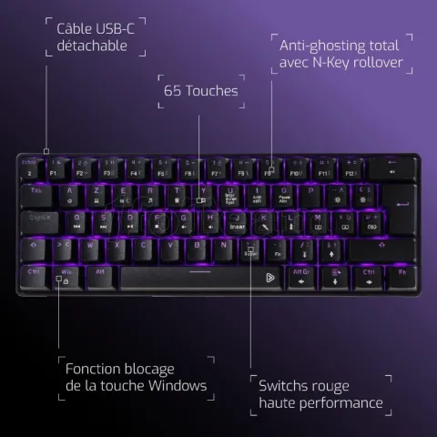 Photo de Clavier Gamer mécanique Onlan CA-100 TKL RGB (Noir)