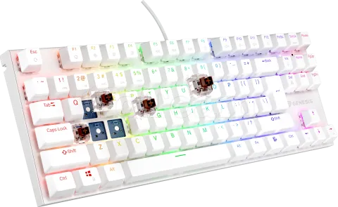 Photo de Clavier Gamer mécanique (Outemu Brown) Genesis Thor 303 TKL RGB (Blanc)