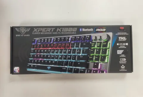 Photo de Clavier Gamer sans fil Bluetooth mécanique (Red Low Profile) Spirit of Gamer Xpert K1300 RGB (Argent) SN SOB203200028 - ID 207009