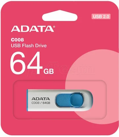 Photo de Clé USB 2.0 Adata C008 - 64Go (Blanc/Bleu)