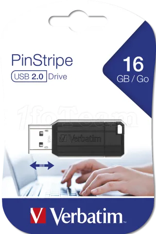 Photo de Clé USB 2.0 Verbatim PinStripe - 16Go (Noir)