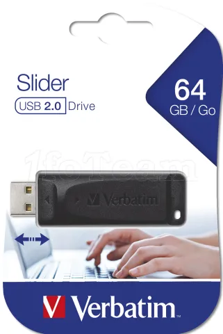 Photo de Clé USB 2.0 Verbatim Slider - 64Go (Noir)