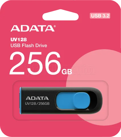 Photo de Clé USB 3.2 Adata UV128 - 256Go (Noir/Bleu)