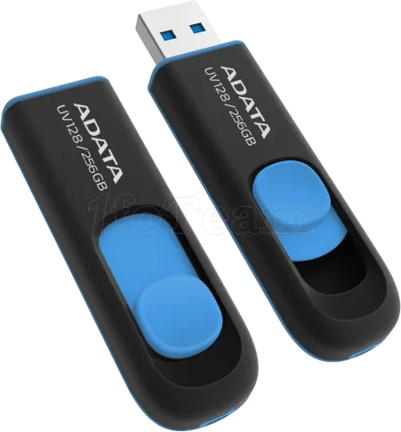 Photo de Clé USB 3.2 Adata UV128 - 256Go (Noir/Bleu)