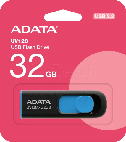 Photo de Clé USB 3.2 Adata UV128 - 32Go (Noir/Bleu)