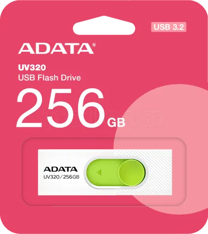 Photo de Clé USB 3.2 Adata UV320 - 256Go (Blanc/Vert)