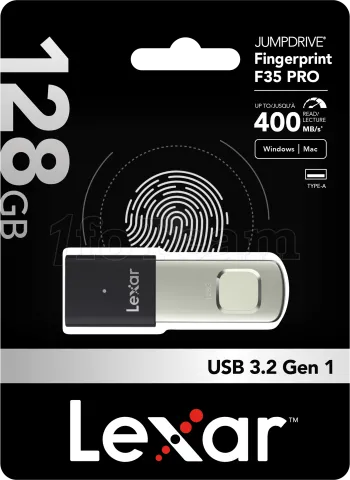 Photo de Clé USB 3.2 sécurisée Lexar JumpDrive Fingerprint F35 Pro - 128Go (Noir)