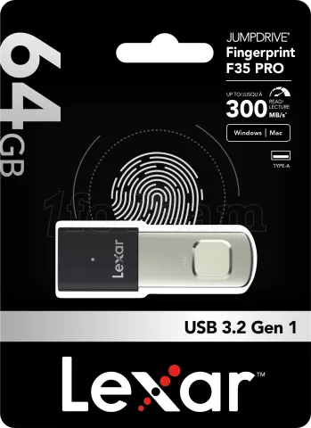 Photo de Clé USB 3.2 sécurisée Lexar JumpDrive Fingerprint F35 Pro - 64Go (Noir)