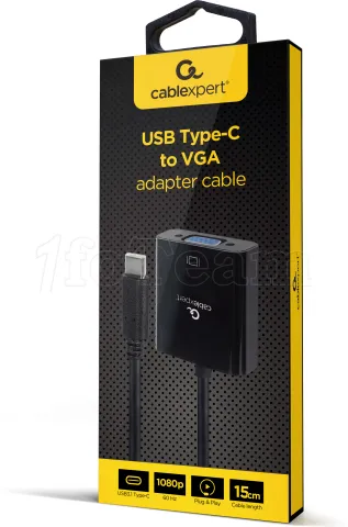 Photo de Convertisseur CableXpert USB-C vers VGA M/F 15cm (Noir)