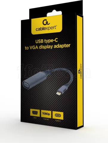 Photo de Convertisseur CableXpert USB C vers VGA M/F 20cm (Gris)