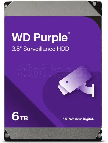 Photo de Disque Dur 3,5" Western Digital Purple Surveillance 6To  - S-ATA 256Mo