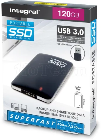 Photo de Disque dur externe Integral Portable 120Go SSD USB 3.0 (Noir)