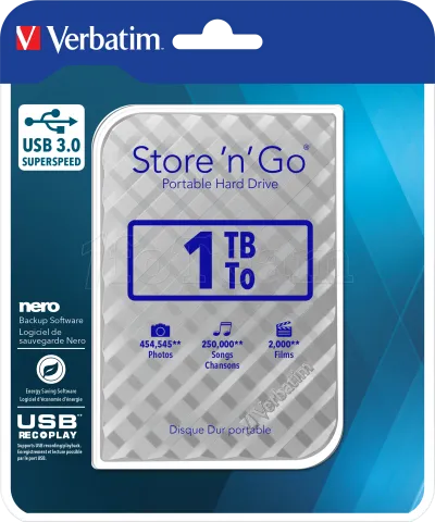 Photo de Disque Dur externe Verbatim Store'N'Go - 1To  (Argent)