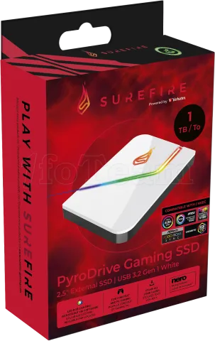 Photo de Disque Dur externe Verbatim SureFire PyroDrive RGB - 1To (Blanc)