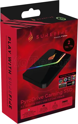 Photo de Disque Dur externe Verbatim SureFire PyroDrive RGB - 2To (Noir)