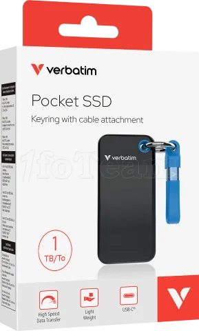 Photo de Disque SSD externe Verbatim Pocket - 1To (Noir/Bleu)