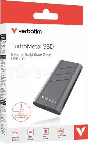 Photo de Disque SSD externe Verbatim TurboMetal - 1To (Gris)