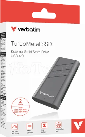 Photo de Disque SSD externe Verbatim TurboMetal - 2To (Gris)