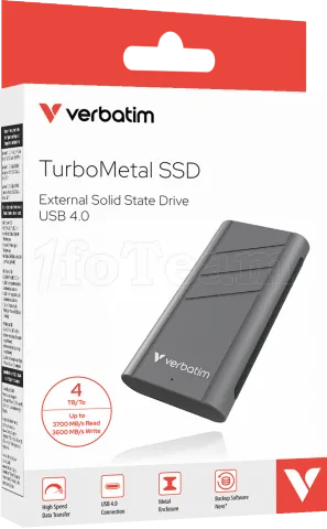 Photo de Disque SSD externe Verbatim TurboMetal - 4To (Gris)