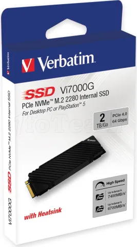 Photo de Disque SSD Verbatim Vi7000G 2To avec dissipateur  - NVMe M.2 Type 2280