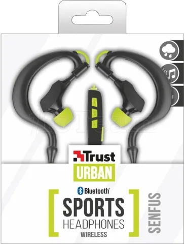 Photo de Ecouteurs intra-auriculaires Trust Urban Senfus Bluetooth avec micro (Noir/Vert)