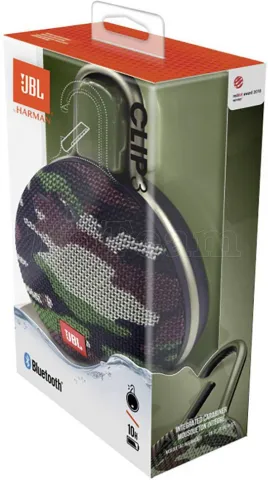 Photo de Enceinte nomade Bluetooth JBL Clip 3 (Motif Camouflage)