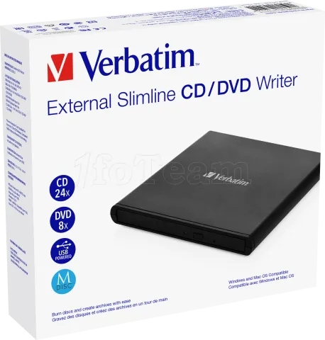 Photo de Graveur DVD externe Verbatim Slimline (Noir)