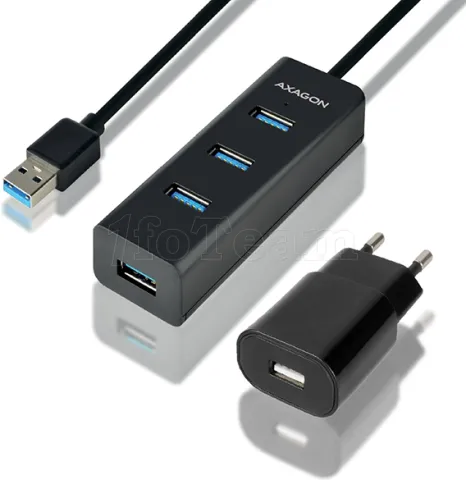 Photo de Hub USB 3.0 alimenté Axagon HUE-S2BP - 4 ports (Noir)