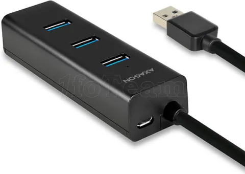 Photo de Hub USB 3.0 alimenté Axagon HUE-S2BP - 4 ports (Noir)