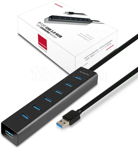 Photo de Hub USB 3.0 alimenté Axagon HUE-SA7BP - 7 ports (Noir)