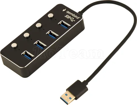 Photo de Hub USB 3.1 Gembird - 4 ports avec interrupteurs (Noir)